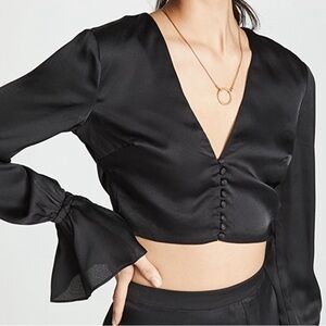 Rumi Black Tie-Detail Blouse